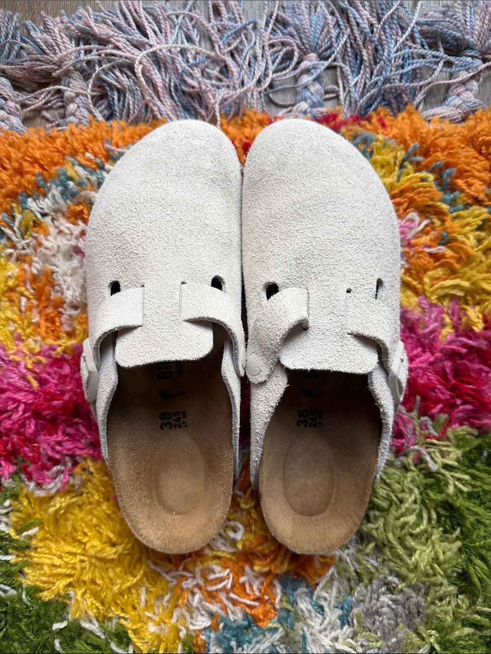 🤍 Birkenstock Boston Clog White Suede – Like New!
